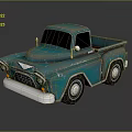 Vintage Blue Toy Truck Model With Weathered Finish And Classic Design