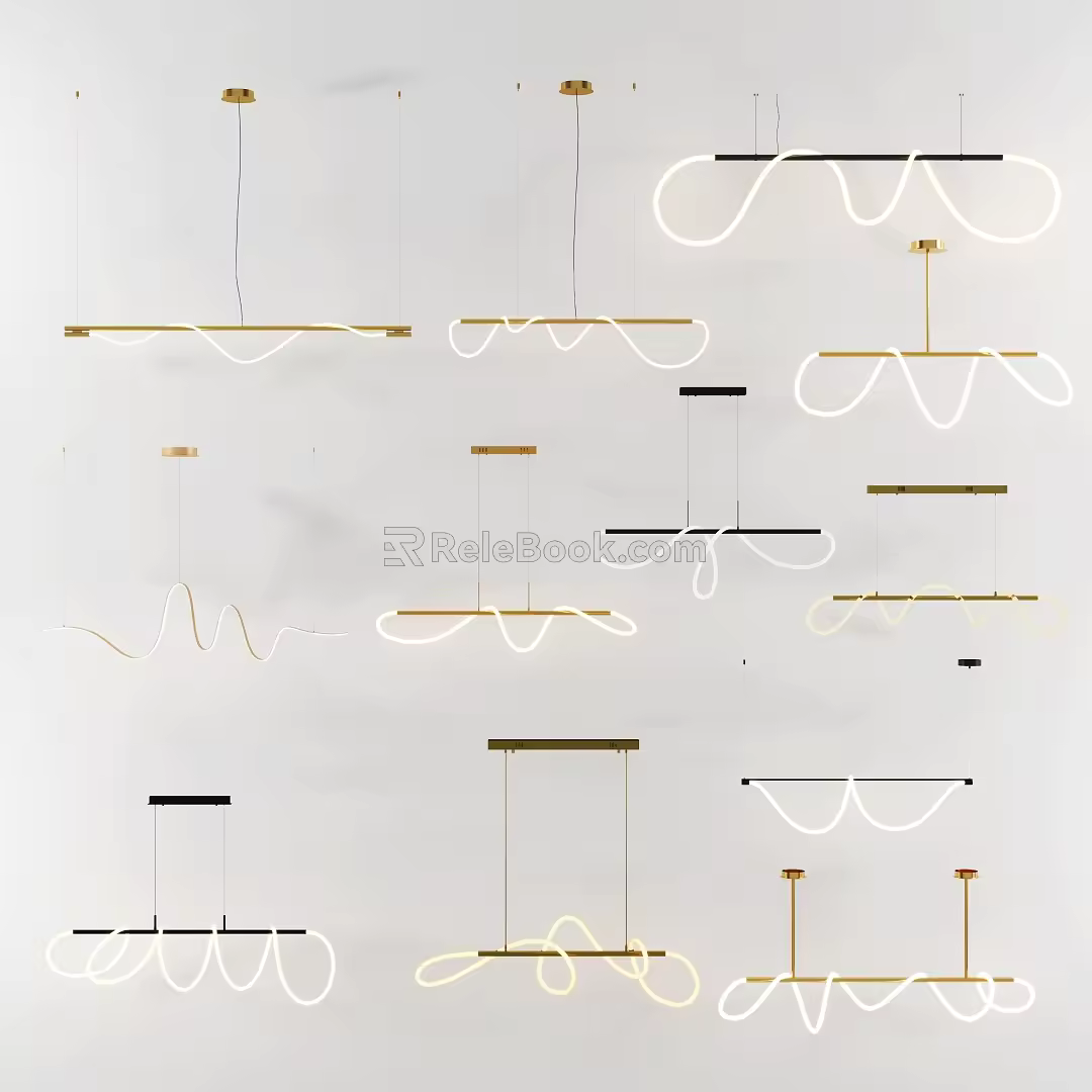 Line arc chandelier 3d model