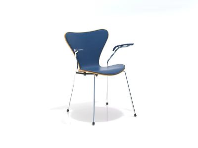 Blue Accent Chair with Stylish Armrests and Modern Metal Legs for Contemporary Living Spaces 3d model