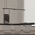 Modern Billiard Table With Transparent Legs And Illuminated Shelf In Minimalist Room Interior