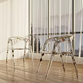 Transparent Single Chair With Sunlight Floor to Ceiling Windows Mountain View and Wooden Floor