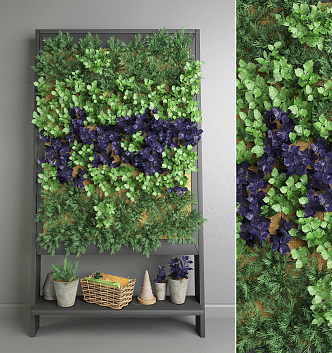 Modern Green Plant Wall Green Plant Potted Plant Wall Decorative Wall 3d model