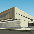 Modern Museum Building Exterior With Geometric Design And Stone Facade Elements 3d model