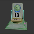 Silver Sculptured Desk Calendar With Carved Number 13 June Date And Server Base