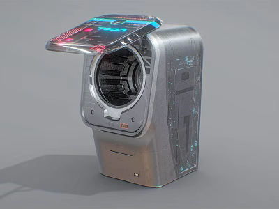 Futuristic Washing Machine with Stainless Steel Body Transparent Drum Door and LED Lighted Control Panel 3d model