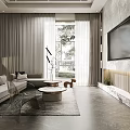 Modern Living Room Interior Design With Sofa Coffee Table TV And Marble Wall