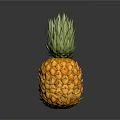Shiny Ripe Pineapple With Green Leaf Crown On Black Reflective Surface