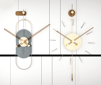 Modern clock wall decoration pendant combination 3d model