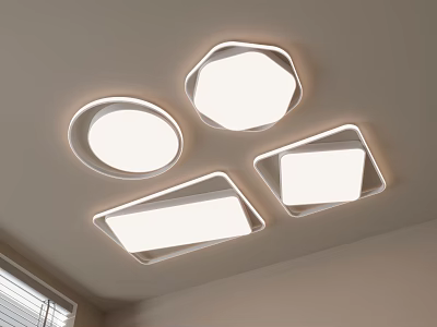 Stylish Modern Ceiling Lights With Various Geometric Shapes For Living Room Interior 3d model