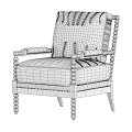 Classic Teal Leather Single Chair With Decorative Bead Accents And Wooden Frame