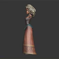 3D Rendered Female Character In Traditional Patterned Dress With Headscarf And Outstretched Arms