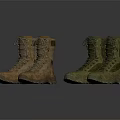 Durable Brown And Green Military Style Boots With Lace Up Design For Outdoor Activities