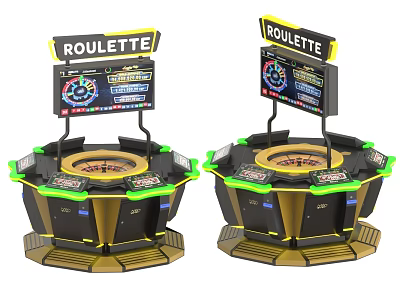 Modern Casino Entertainment Appliances Roulette Tables With Display Screens And Seats 3d model