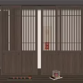 New Chinese-style sliding door 3d model