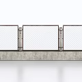 Building Exterior Wall Featuring Metal Mesh Panels Concrete Base And Metal Support Frames 3d model