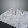 Gray Textured Floor Display Space With Metal Frames And Modern Chandelier Fixture 3d model