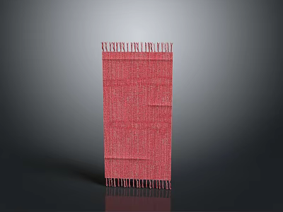 Red Knitted Scarf With Fringes And Soft Texture For Winter Fashion 3d model