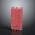 Red Knitted Scarf With Fringes And Soft Texture For Winter Fashion