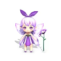 Cute Purple Haired Fairy With Butterfly Wings Bow Dress And Flower