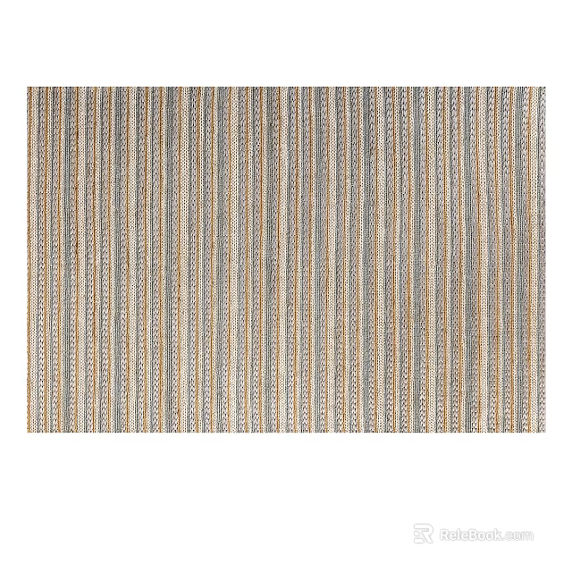 Square Woven Floor Rug With Vertical Striped Design In Neutral Tones 3d model 