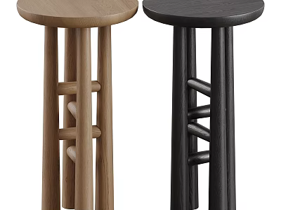 Modern Minimalist Bar Stools With Light Wood And Black Finishes Crossed Leg Design 3d model