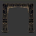 Traditional Chinese Dining Table With Carved Legs And Black Red Patterned Surface