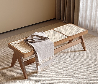 Wind Bed End Stool Bench 3d model