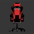 Modern Ergonomic Gaming Chair With Black Red Cushioned Design And Reclining Footrest