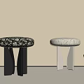 Modern Design Stools With Patterned And Textured Seats And Contrasting Colored Legs 3d model