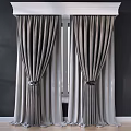 Elegant Gray Velvet Curtains With Tiebacks For Modern Window Decoration 3d model