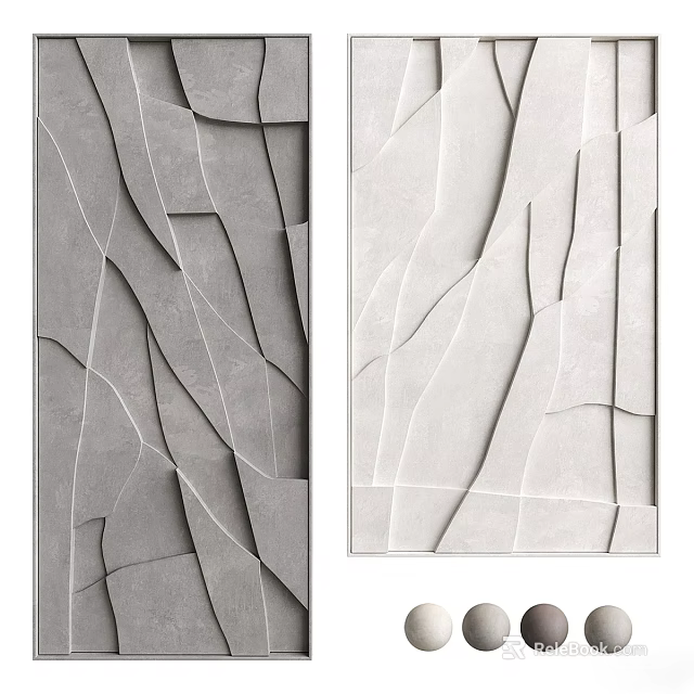 Abstract Artworks Featuring Geometric Textures In Gray Tones 3d model 