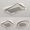 Sleek Modern Ceiling Light With Square Round Shapes And LED Lighting Design 3d model