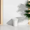 Modern White Toilet With Sleek Design In Minimalist Space And Palm Tree