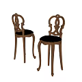 Elegant Wooden Bar Stools With Carved Legs And Black Leather Seats