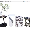 Modern Stylish Side Tables Featuring Marble Patterns Cylindrical Base and Hollow Details 3d model