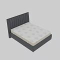 Modern Double Bed With Gray Vertical Striped Headboard And White Patterned Mattress 3d model
