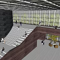 Modern Public Building Exterior With Circular Roof Water Pool Pedestrian Walkway And Greenery