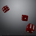Three Red Dice With White Dots Flying On Black Background For Daily Use