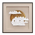 Modern Decorative Wall Art With Mountain Cloud Spiral And Wave Patterns In Frames 3d model