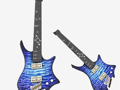 Artistic Blue Gradient Electric Guitars Featuring Unique Design For Musical Art Supplies 3d model