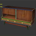 Classic Wooden Wardrobe With Double Doors Four Drawers And Support Legs