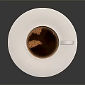 Freshly Brewed Coffee In White Striped Cup With Foam Art On White Saucer