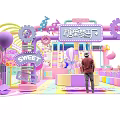 Pink Themed Kids Playground With Slide Ball Pit And Castle Structure