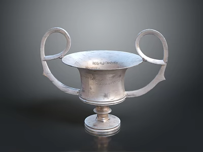 Silver Household Vessel With Double Ring Handles And Base Stand Design 3d model