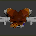 Anthropomorphic Fox Cartoon Character 3D Model With Orange Fur White Gloves And Purple Shoes
