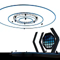Futuristic Stage Design With Blue Halos Hexagonal Structure Geometric Shapes And Lighting Effects 3d model