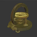 Antique Scientific Instrument With Circular Brass Frame Dial And Gear Base 3d model