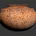 Handcrafted Ceramic Sculpture Pottery Jar with Orange Red Spots Round Spherical Texture 3d model