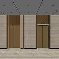Modern Elevator Lobby With Brown Doors Beige Paneling And Recessed Lights 3d model
