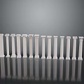 Scenic View Of White Columns With Various Capitals And Reflections On Black Smooth Surface